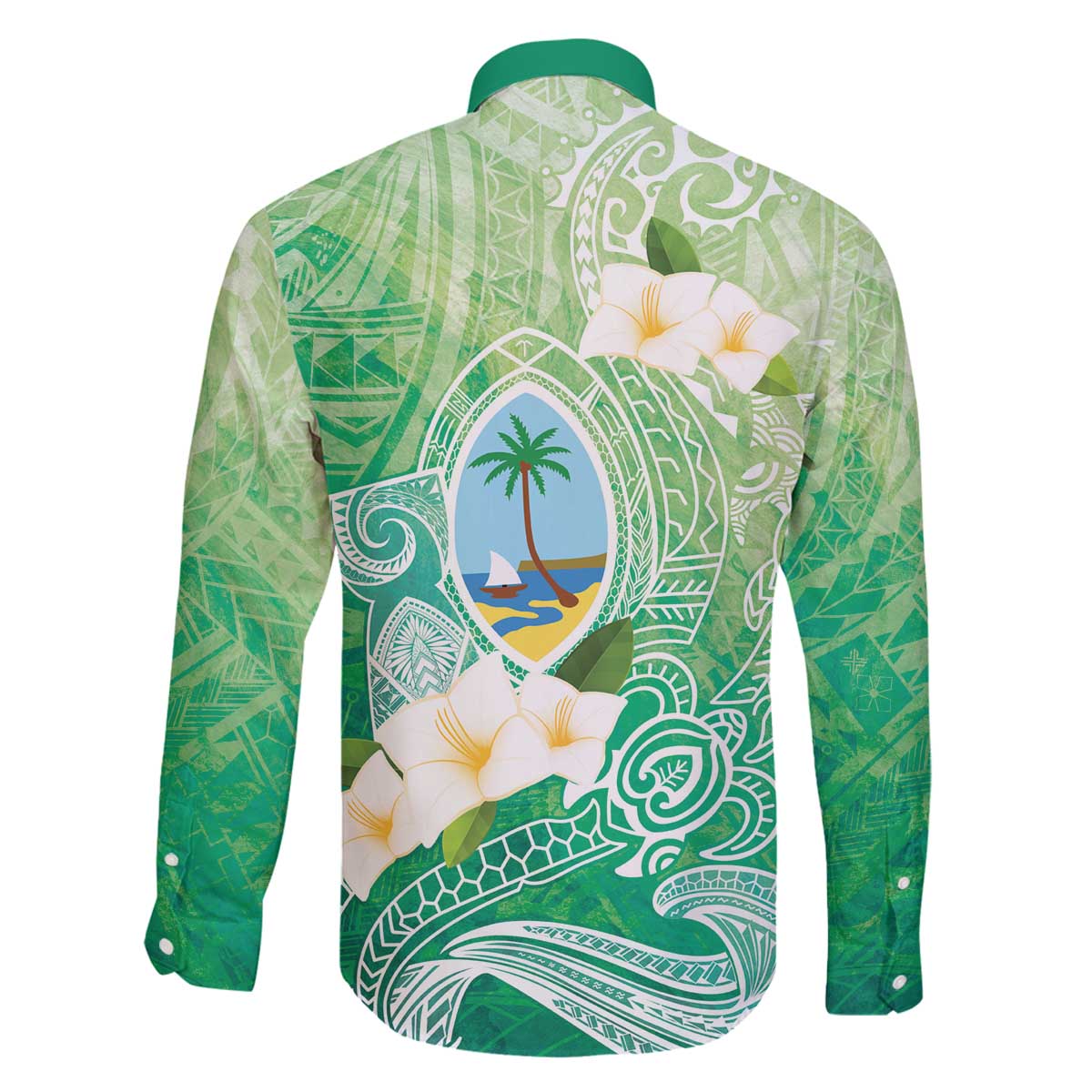 Hafa Adai Guam Chamorro Personalized Family Matching Off The Shoulder Long Sleeve Dress and Hawaiian Shirt Summer Green Latte Stone with Guasali LT7 - Polynesian Pride