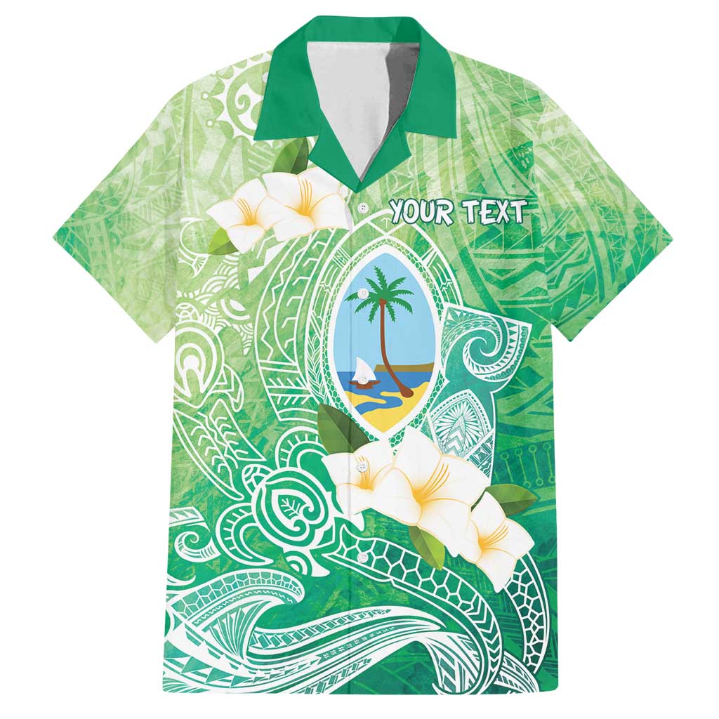 Hafa Adai Guam Chamorro Personalized Family Matching Off Shoulder Maxi Dress and Hawaiian Shirt Summer Green Latte Stone with Guasali LT7 Dad's Shirt - Short Sleeve Summer Green - Polynesian Pride
