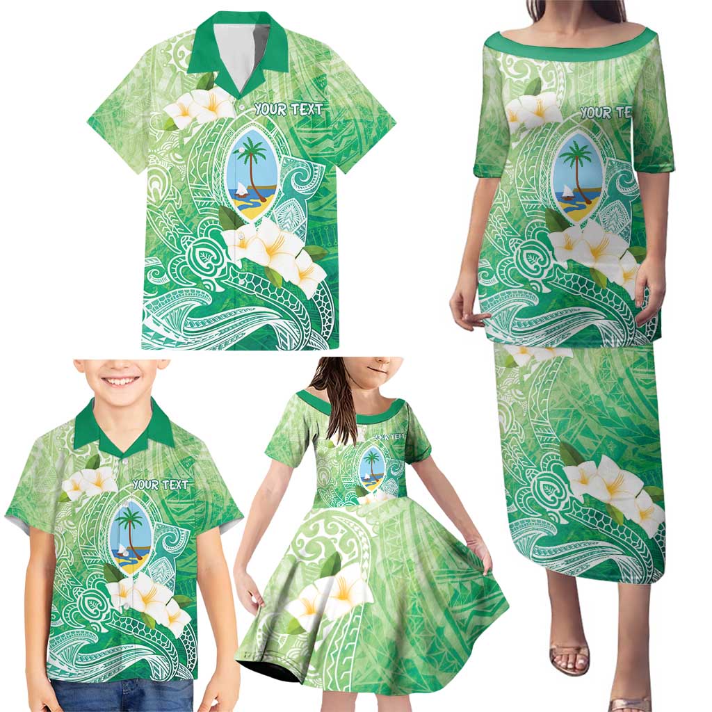 Hafa Adai Guam Chamorro Personalized Family Matching Puletasi and Hawaiian Shirt Summer Green Latte Stone with Guasali LT7 - Polynesian Pride