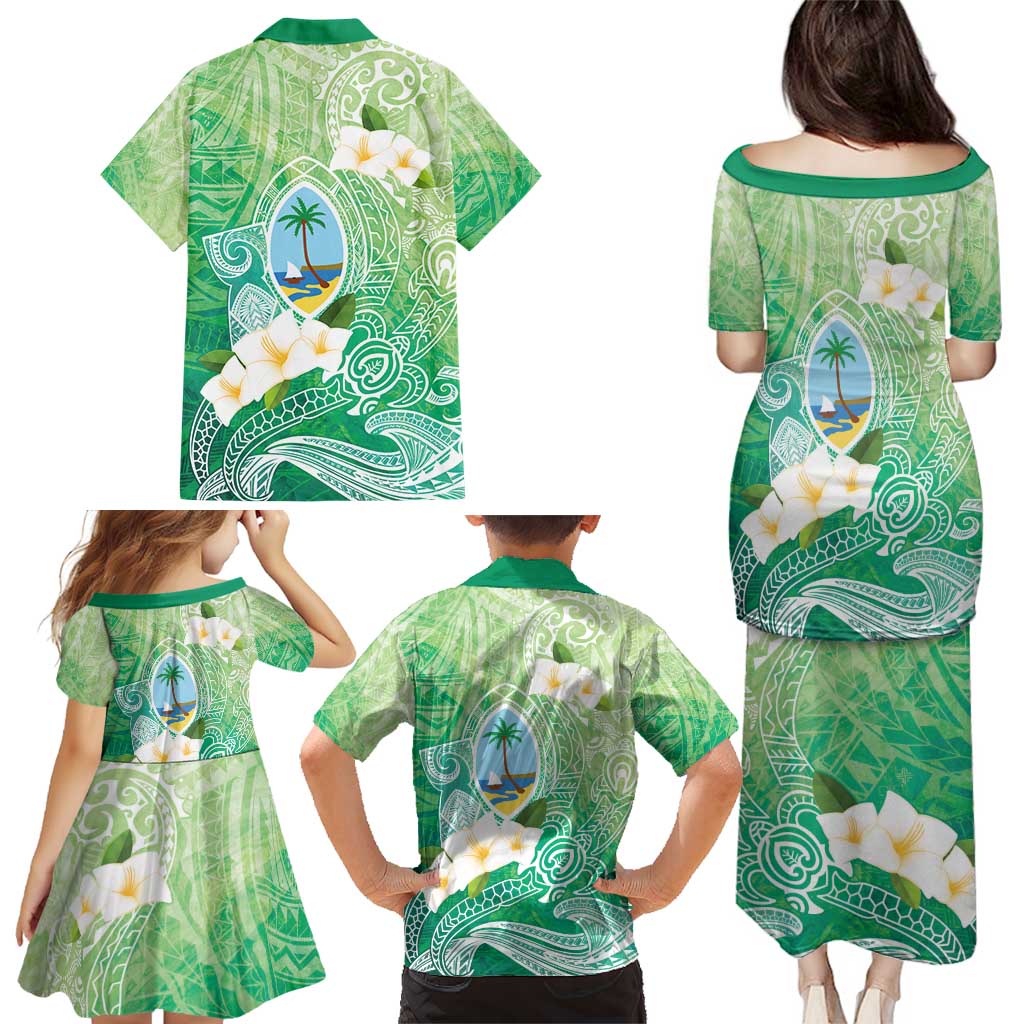 Hafa Adai Guam Chamorro Personalized Family Matching Puletasi and Hawaiian Shirt Summer Green Latte Stone with Guasali LT7 - Polynesian Pride