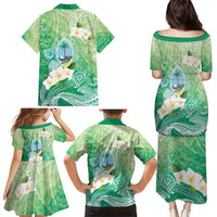 Hafa Adai Guam Chamorro Personalized Family Matching Puletasi and Hawaiian Shirt Summer Green Latte Stone with Guasali LT7 - Polynesian Pride