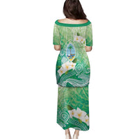 Hafa Adai Guam Chamorro Personalized Family Matching Puletasi and Hawaiian Shirt Summer Green Latte Stone with Guasali LT7 - Polynesian Pride