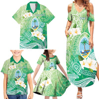 Hafa Adai Guam Chamorro Personalized Family Matching Summer Maxi Dress and Hawaiian Shirt Summer Green Latte Stone with Guasali LT7 - Polynesian Pride