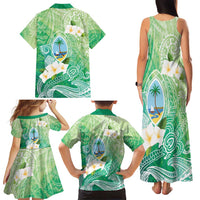 Hafa Adai Guam Chamorro Personalized Family Matching Tank Maxi Dress and Hawaiian Shirt Summer Green Latte Stone with Guasali LT7 - Polynesian Pride
