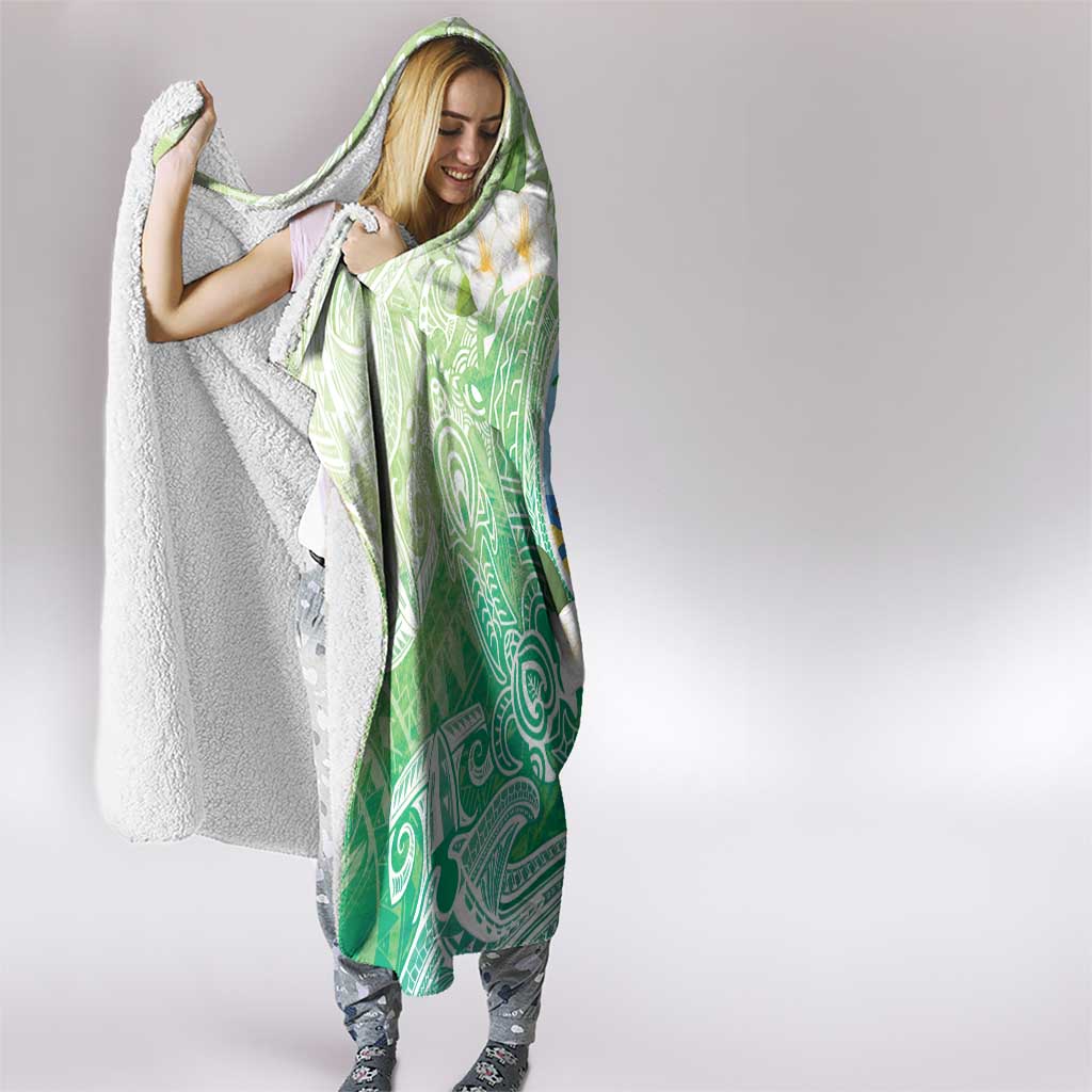 Hafa Adai Guam Chamorro Personalized Hooded Blanket Summer Green Latte Stone with Guasali - Polynesian Pride