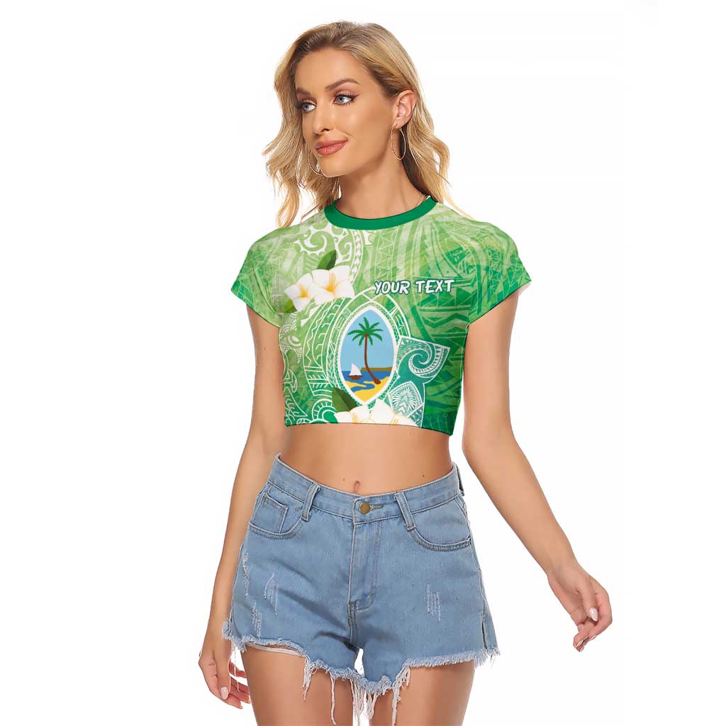 Hafa Adai Guam Chamorro Personalized Raglan Cropped T Shirt Summer Green Latte Stone with Guasali - Polynesian Pride