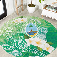 Hafa Adai Guam Chamorro Personalized Round Carpet Summer Green Latte Stone with Guasali - Polynesian Pride