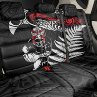 New Zealand Maori Rugby Personalised Back Car Seat Cover Ta Moko Silver Fern LT7 - Polynesian Pride