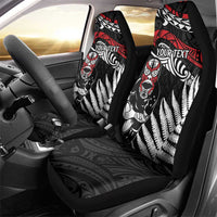 New Zealand Maori Rugby Personalised Car Seat Cover Ta Moko Silver Fern LT7 - Polynesian Pride