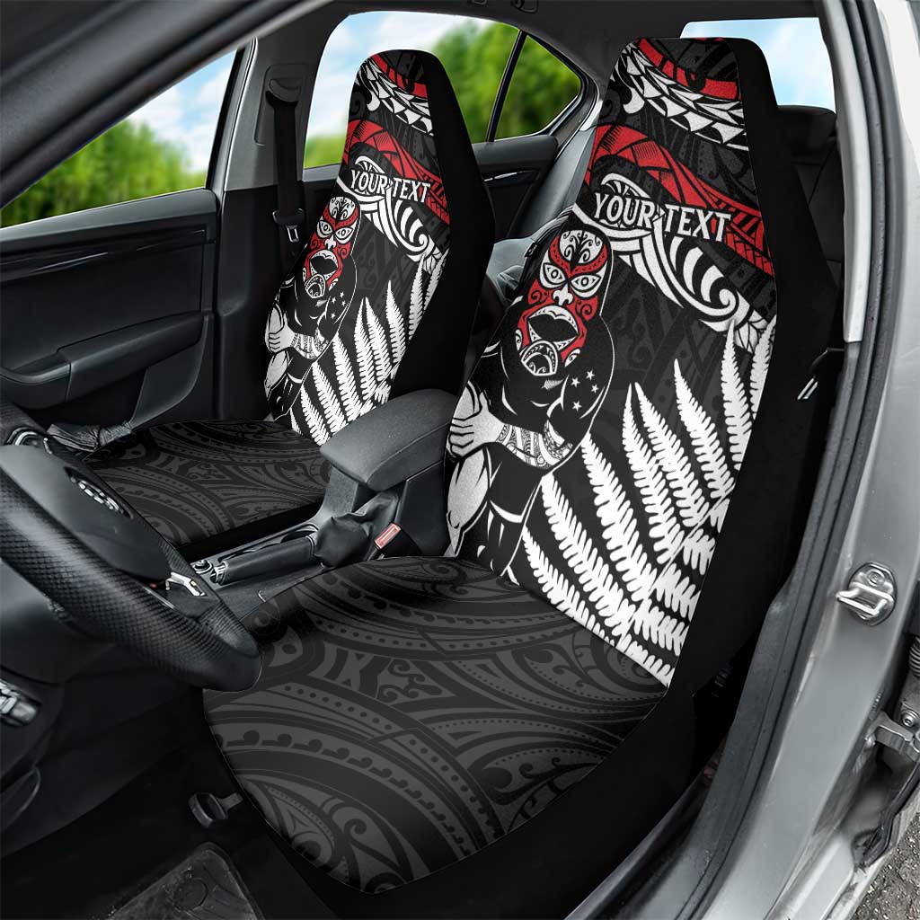 New Zealand Maori Rugby Personalised Car Seat Cover Ta Moko Silver Fern LT7 - Polynesian Pride