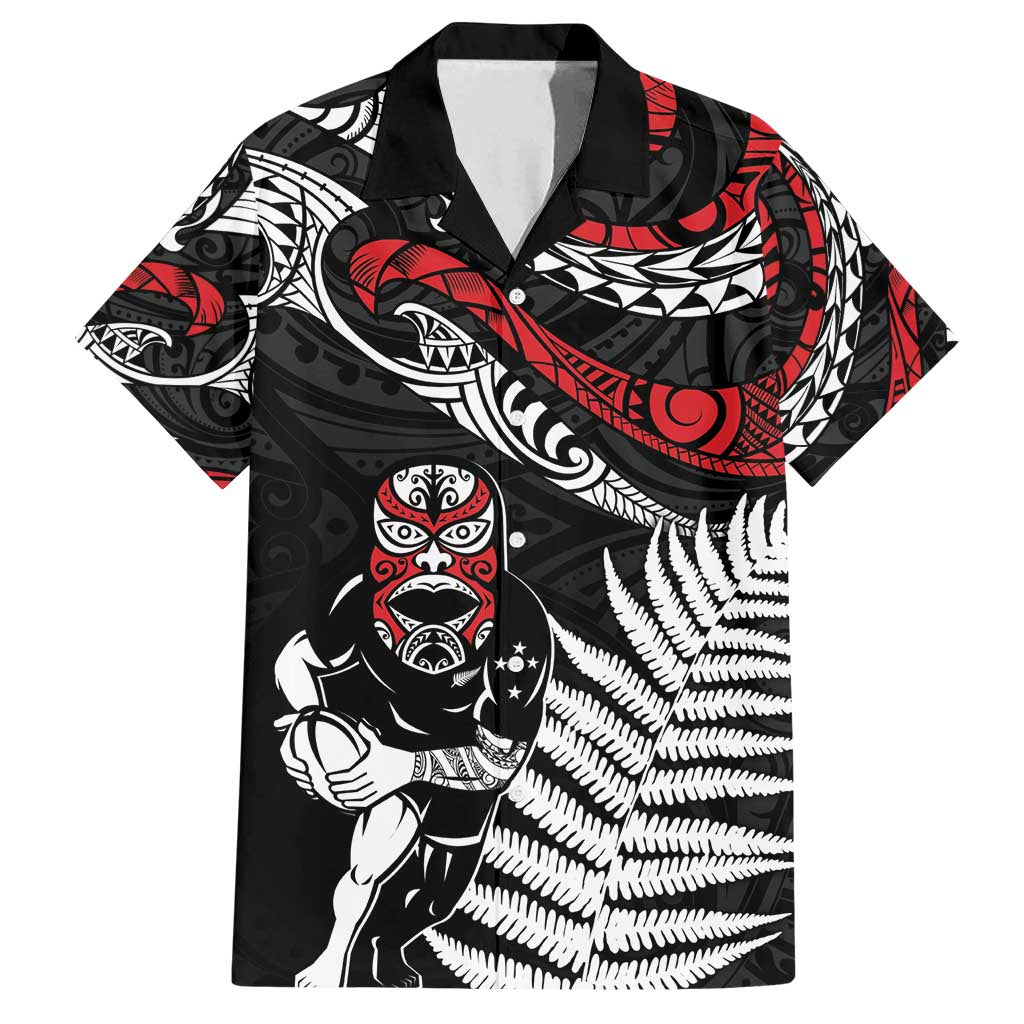 New Zealand Maori Rugby Personalised Family Matching Long Sleeve Bodycon Dress and Hawaiian Shirt Ta Moko Silver Fern LT7 Dad's Shirt - Short Sleeve Black - Polynesian Pride