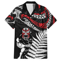 New Zealand Maori Rugby Personalised Family Matching Summer Maxi Dress and Hawaiian Shirt Ta Moko Silver Fern LT7 Dad's Shirt - Short Sleeve Black - Polynesian Pride