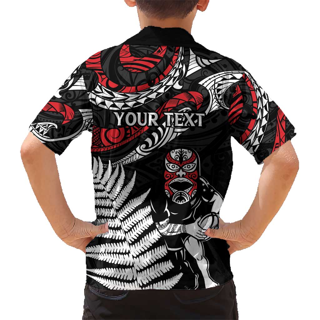 New Zealand Maori Rugby Personalised Kid Hawaiian Shirt Ta Moko Silver Fern LT7 - Polynesian Pride