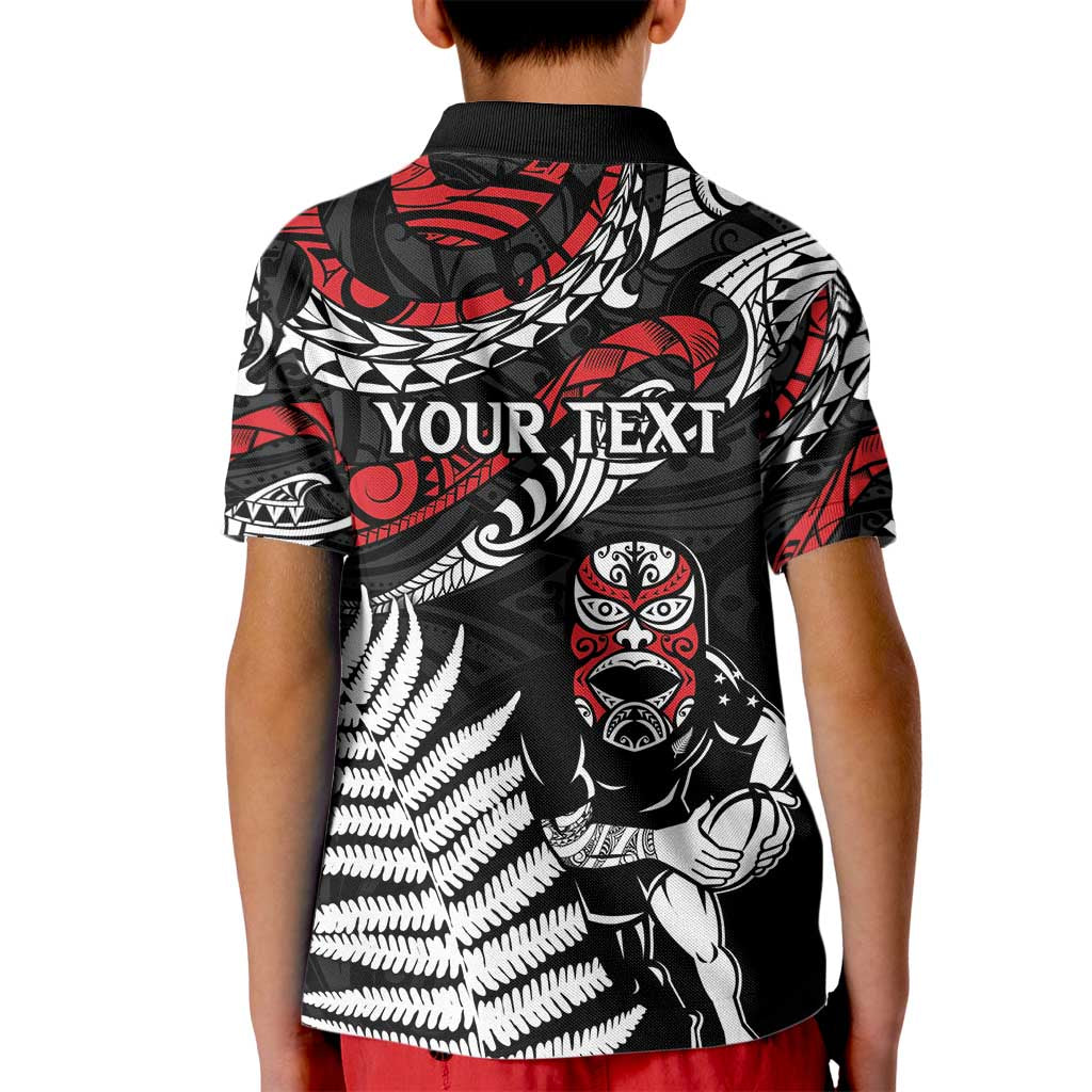 New Zealand Maori Rugby Personalised Kid Polo Shirt Ta Moko Silver Fern LT7 - Polynesian Pride
