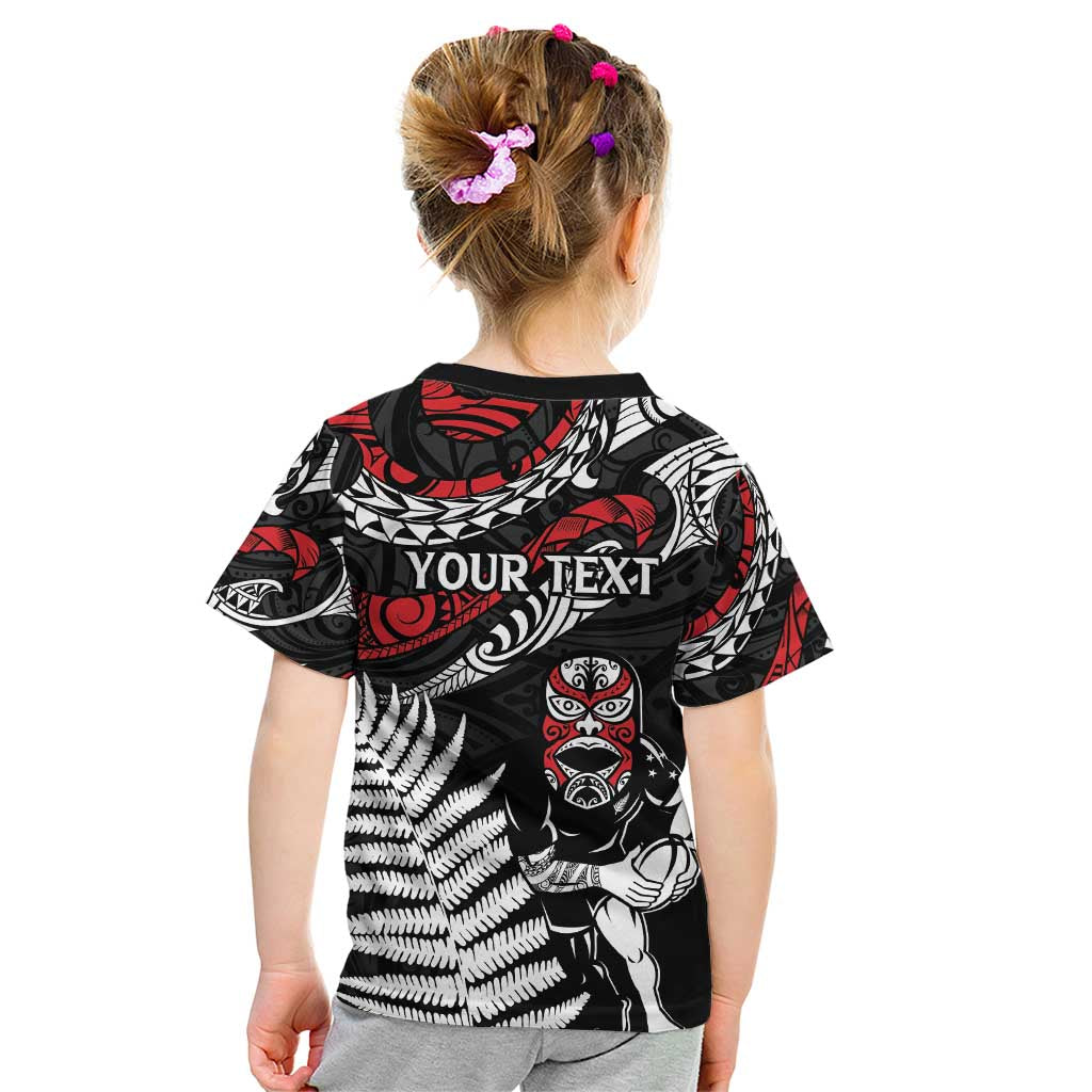 New Zealand Maori Rugby Personalised Kid T Shirt Ta Moko Silver Fern LT7 - Polynesian Pride