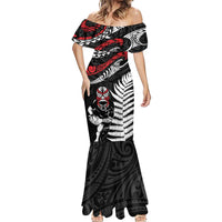 New Zealand Maori Rugby Personalised Mermaid Dress Ta Moko Silver Fern LT7 - Polynesian Pride