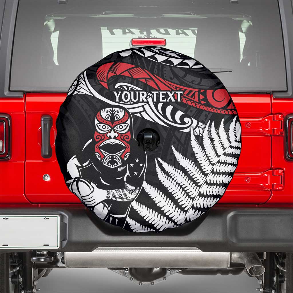 New Zealand Maori Rugby Personalised Spare Tire Cover Ta Moko Silver Fern LT7 - Polynesian Pride