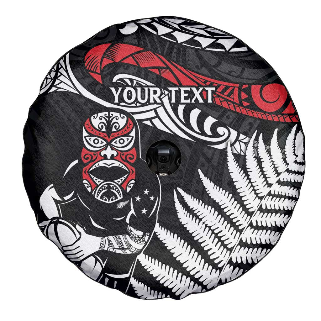 New Zealand Maori Rugby Personalised Spare Tire Cover Ta Moko Silver Fern LT7 - Polynesian Pride