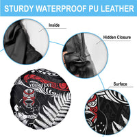 New Zealand Maori Rugby Personalised Spare Tire Cover Ta Moko Silver Fern LT7 - Polynesian Pride