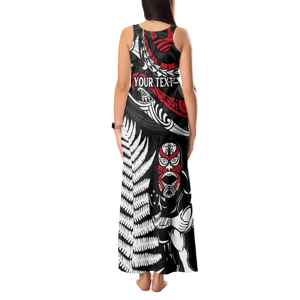 New Zealand Maori Rugby Personalised Tank Maxi Dress Ta Moko Silver Fern LT7 - Polynesian Pride