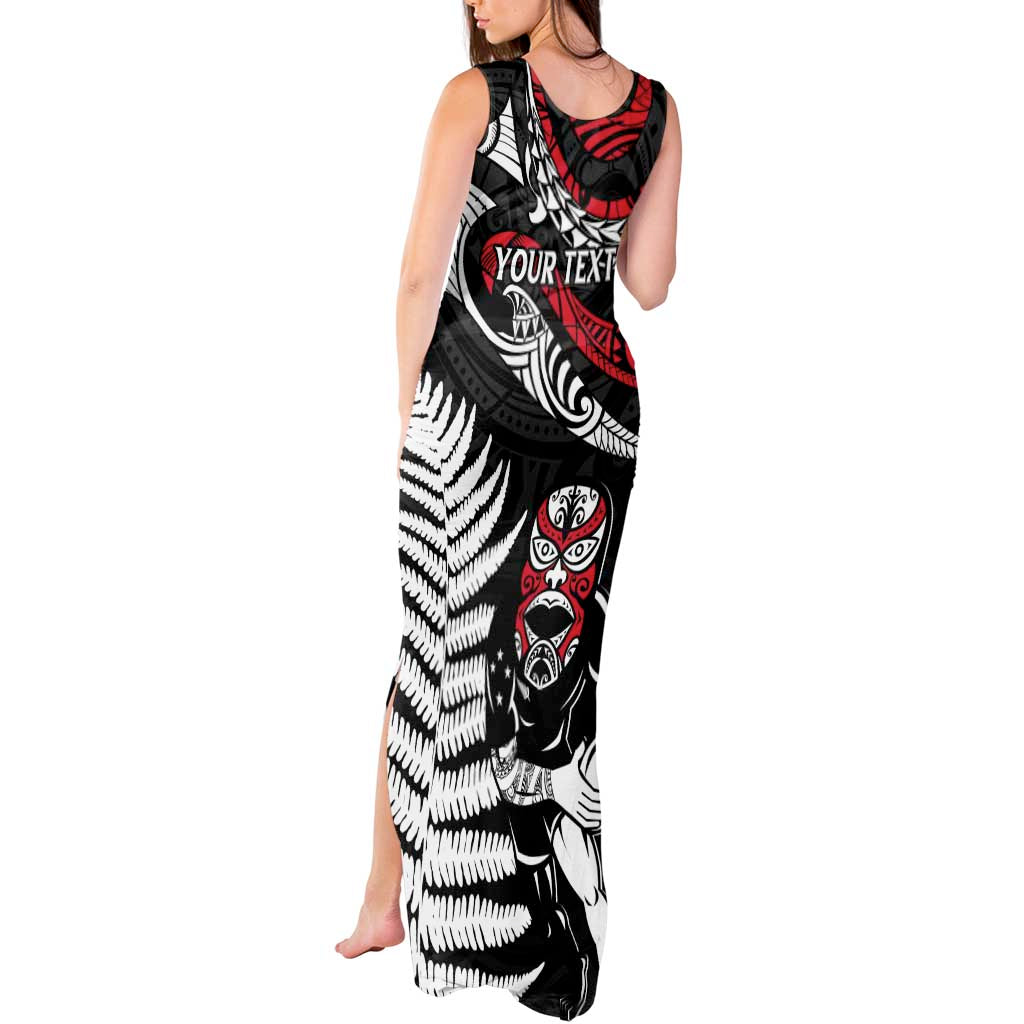 New Zealand Maori Rugby Personalised Tank Maxi Dress Ta Moko Silver Fern LT7 - Polynesian Pride