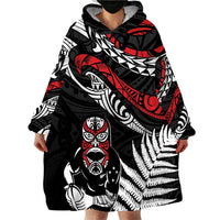 New Zealand Maori Rugby Personalised Wearable Blanket Hoodie Ta Moko Silver Fern LT7 - Polynesian Pride