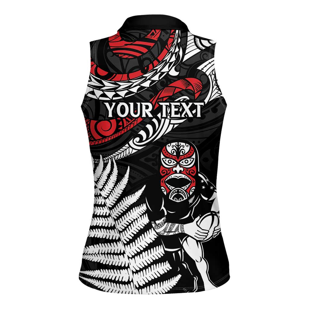 New Zealand Maori Rugby Personalised Women Sleeveless Polo Shirt Ta Moko Silver Fern LT7 - Polynesian Pride