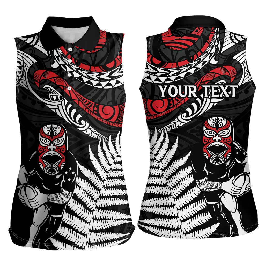 New Zealand Maori Rugby Personalised Women Sleeveless Polo Shirt Ta Moko Silver Fern LT7 - Polynesian Pride