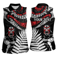 New Zealand Maori Rugby Personalised Women Sleeveless Polo Shirt Ta Moko Silver Fern LT7 - Polynesian Pride