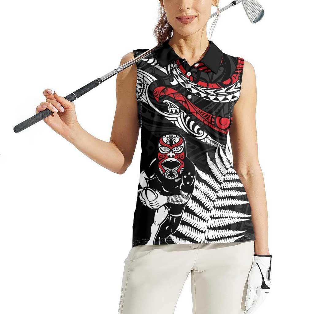 New Zealand Maori Rugby Personalised Women Sleeveless Polo Shirt Ta Moko Silver Fern LT7 - Polynesian Pride