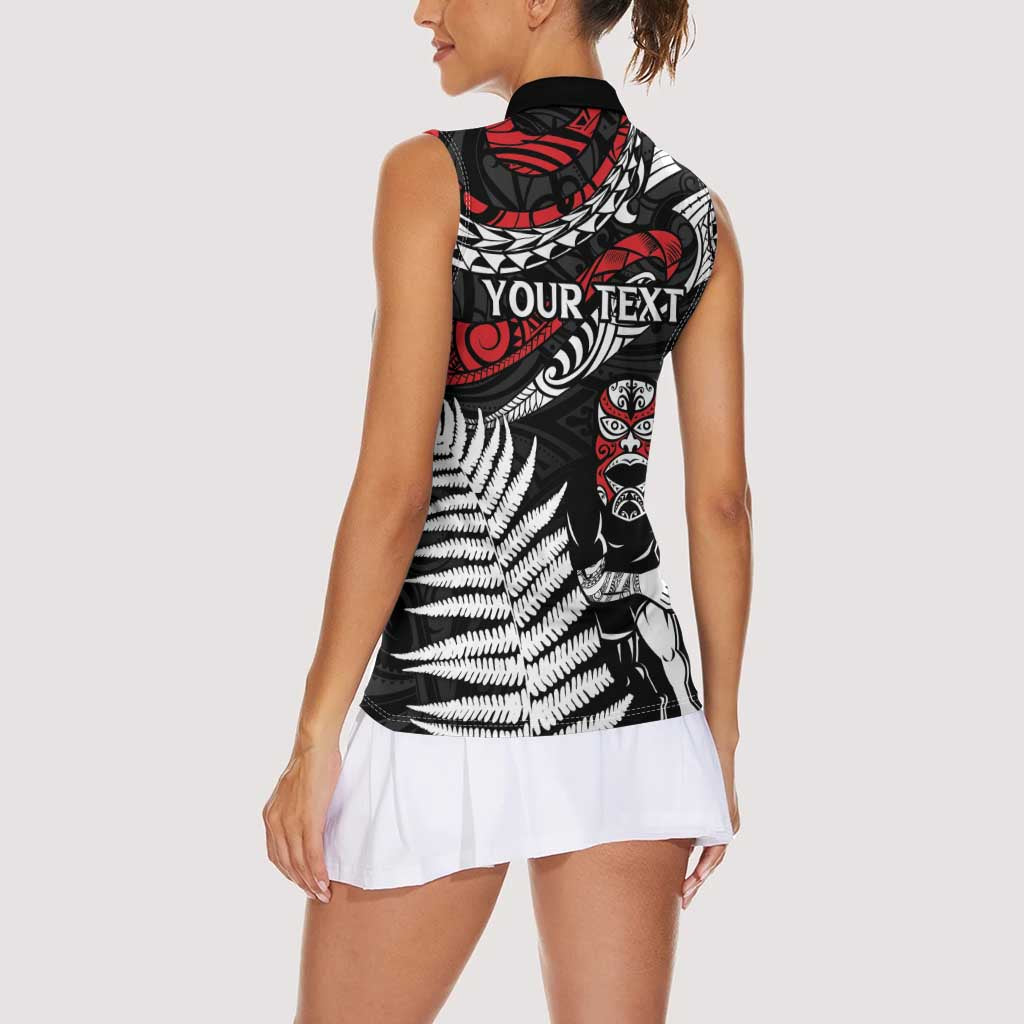 New Zealand Maori Rugby Personalised Women Sleeveless Polo Shirt Ta Moko Silver Fern LT7 - Polynesian Pride