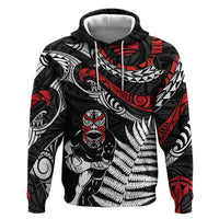 New Zealand Maori Rugby Personalised Zip Hoodie Ta Moko Silver Fern LT7 Pullover Hoodie Black - Polynesian Pride