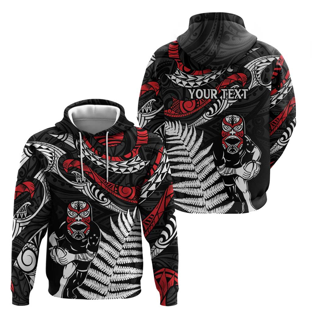 New Zealand Maori Rugby Personalised Zip Hoodie Ta Moko Silver Fern LT7 - Polynesian Pride