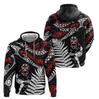 New Zealand Maori Rugby Personalised Zip Hoodie Ta Moko Silver Fern LT7 - Polynesian Pride