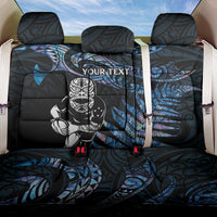 New Zealand Maori Rugby Personalised Back Car Seat Cover Ta Moko Silver Fern - Paua Blue LT7 One Size Blue - Polynesian Pride