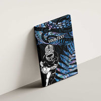 New Zealand Maori Rugby Personalised Canvas Wall Art Ta Moko Silver Fern - Paua Blue LT7 - Polynesian Pride