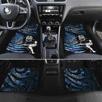 New Zealand Maori Rugby Personalised Car Mats Ta Moko Silver Fern - Paua Blue LT7 Set 4pcs Blue - Polynesian Pride