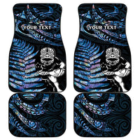 New Zealand Maori Rugby Personalised Car Mats Ta Moko Silver Fern - Paua Blue LT7 - Polynesian Pride