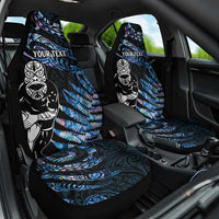 New Zealand Maori Rugby Personalised Car Seat Cover Ta Moko Silver Fern - Paua Blue LT7 One Size Blue - Polynesian Pride