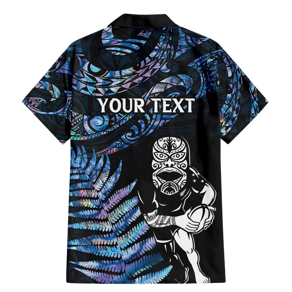 New Zealand Maori Rugby Personalised Family Matching Mermaid Dress and Hawaiian Shirt Ta Moko Silver Fern - Paua Blue LT7 - Polynesian Pride