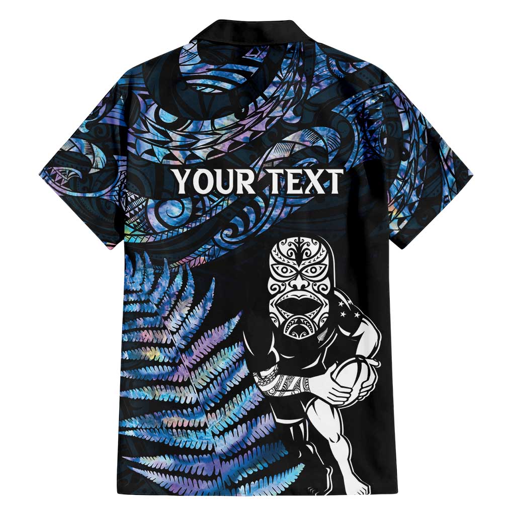 New Zealand Maori Rugby Personalised Family Matching Tank Maxi Dress and Hawaiian Shirt Ta Moko Silver Fern - Paua Blue LT7 - Polynesian Pride