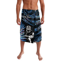 New Zealand Maori Rugby Personalised Lavalava Ta Moko Silver Fern - Paua Blue LT7 Blue - Polynesian Pride