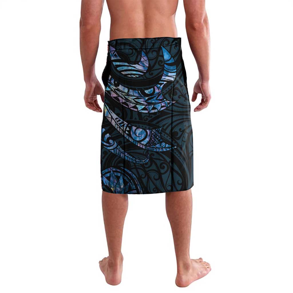 New Zealand Maori Rugby Personalised Lavalava Ta Moko Silver Fern - Paua Blue LT7 - Polynesian Pride
