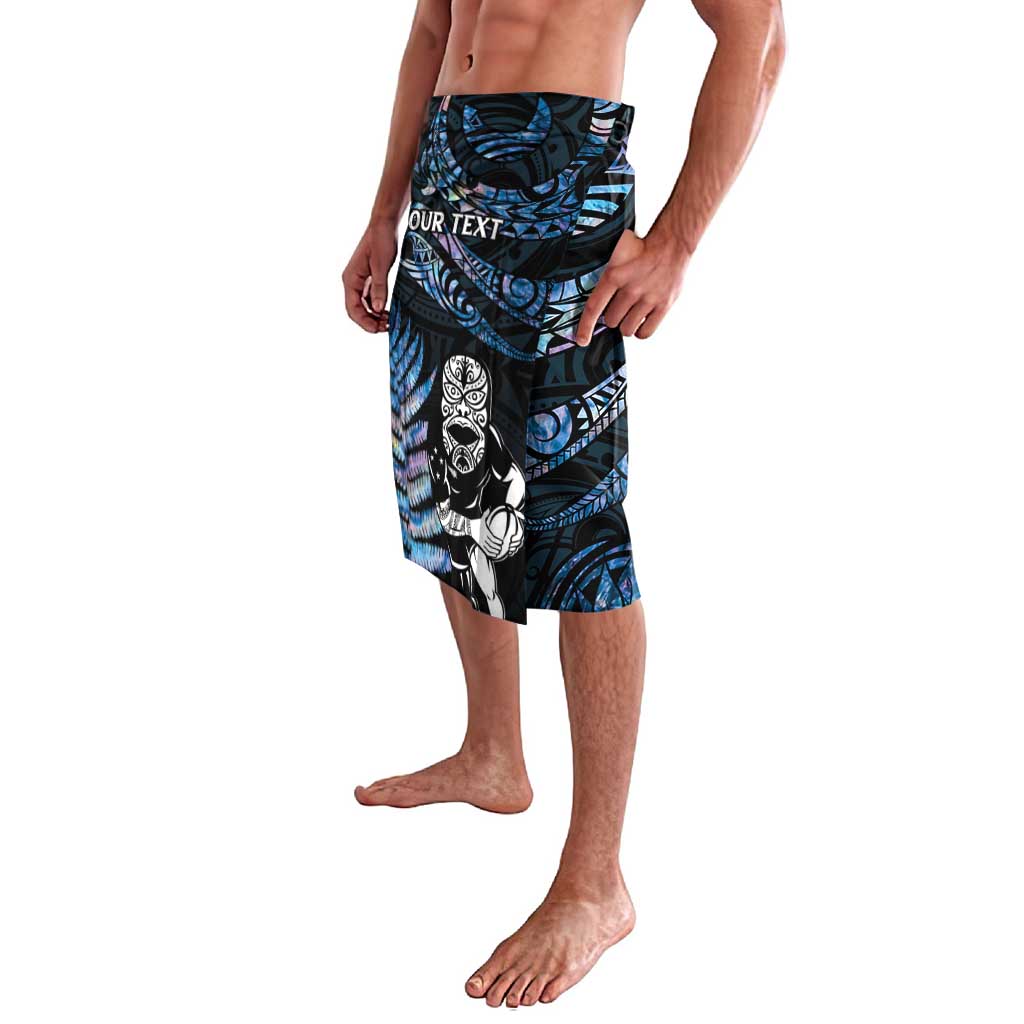 New Zealand Maori Rugby Personalised Lavalava Ta Moko Silver Fern - Paua Blue LT7 - Polynesian Pride