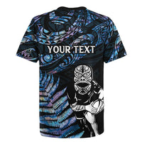 New Zealand Maori Rugby Personalised Rugby Jersey Ta Moko Silver Fern - Paua Blue LT7 - Polynesian Pride