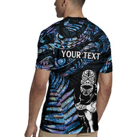 New Zealand Maori Rugby Personalised Rugby Jersey Ta Moko Silver Fern - Paua Blue LT7 - Polynesian Pride