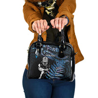 New Zealand Maori Rugby Personalised Shoulder Handbag Ta Moko Silver Fern - Paua Blue LT7 One Size Blue - Polynesian Pride