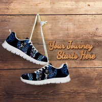 New Zealand Maori Rugby Personalised Sneakers Ta Moko Silver Fern - Paua Blue LT7 - Polynesian Pride