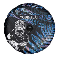 New Zealand Maori Rugby Personalised Spare Tire Cover Ta Moko Silver Fern - Paua Blue LT7 - Polynesian Pride