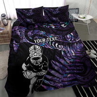 New Zealand Maori Rugby Personalised Bedding Set Ta Moko Silver Fern - Paua Purple LT7 - Polynesian Pride